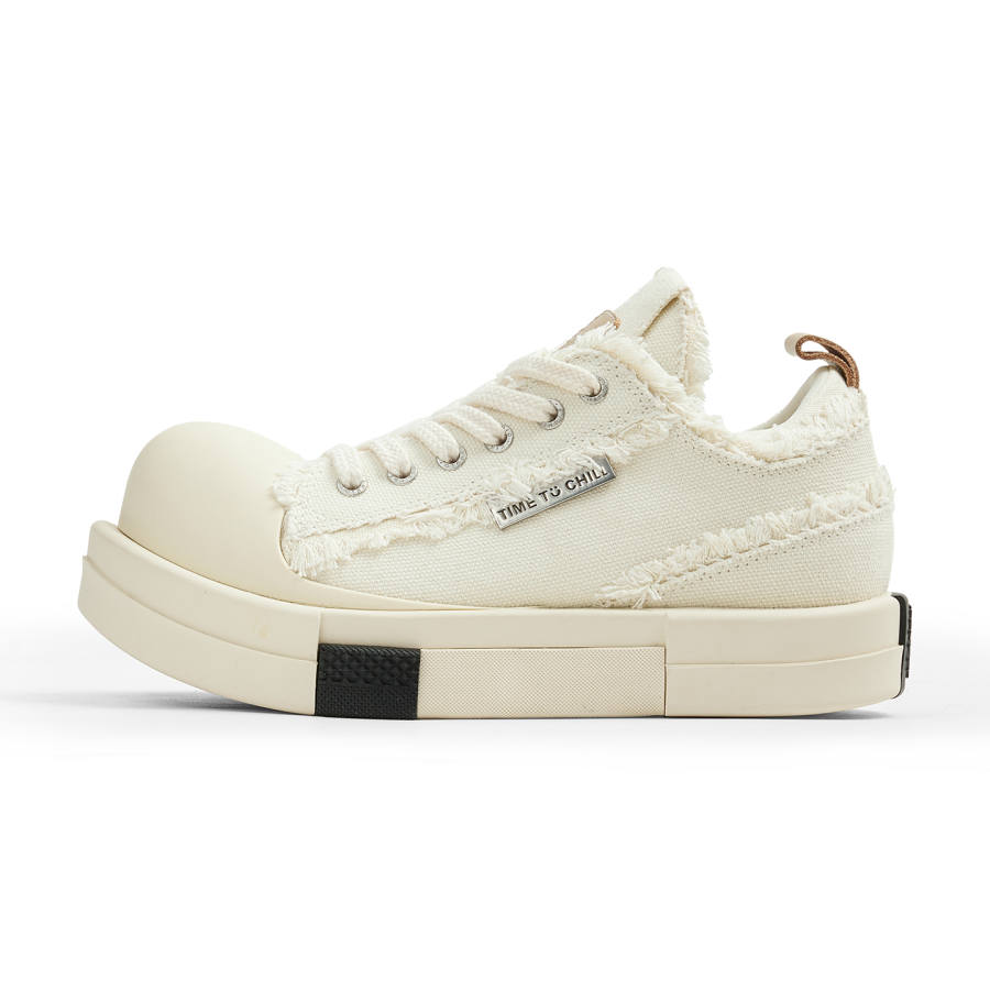 XIX Chunky Shoes Canvas Height Increasing Height Increasing Low top Skateboard Shoes Women's White