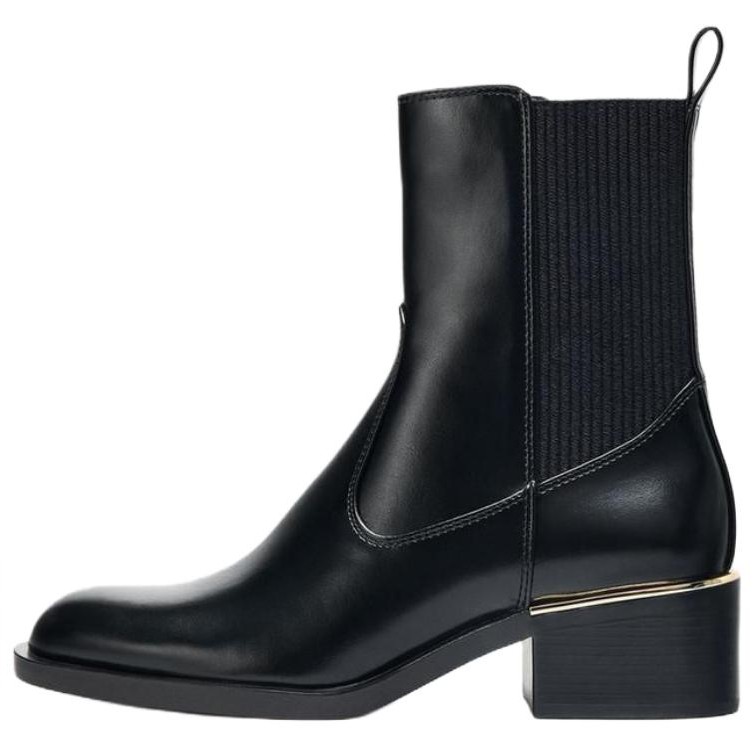 ZARA Pu Ankle Boots 5CM Women's Black
