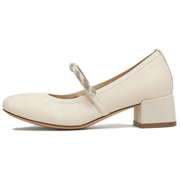 Tata Chunky Heel Mary Jane Shoes Women's Ecru