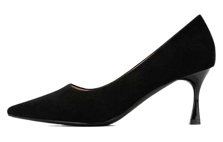 DAPHNE DAPHNE Suede Slim Heel High Heels Women's Black