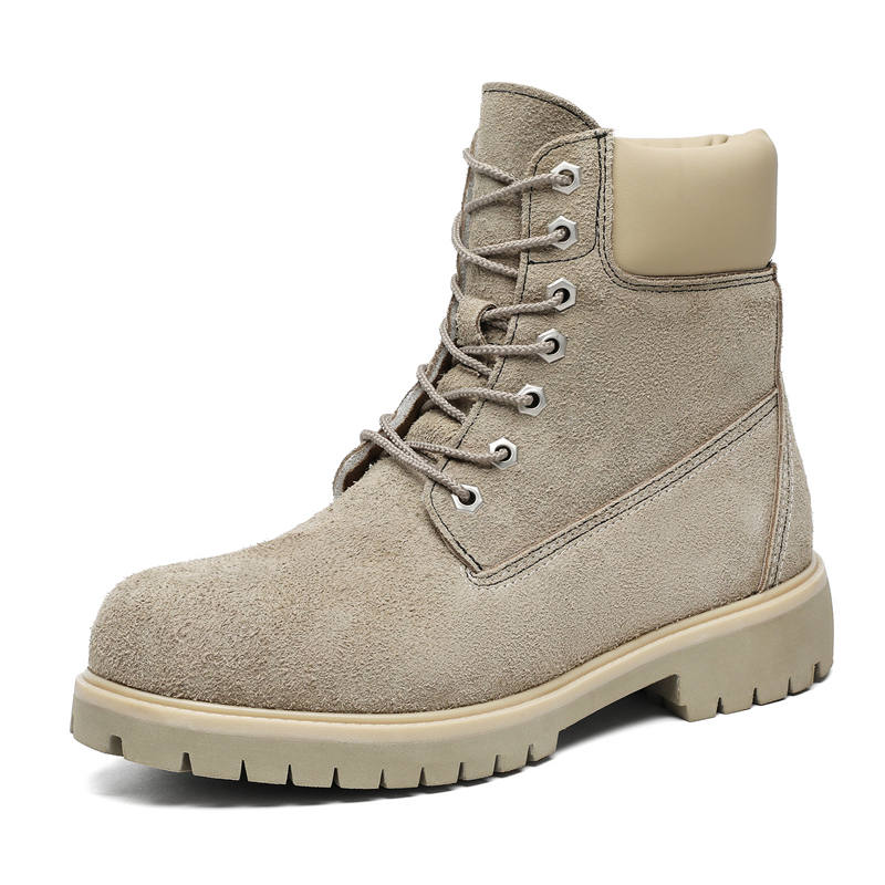 V05 V05 Microfiber Leather Short Combat Boots Unisex Gray