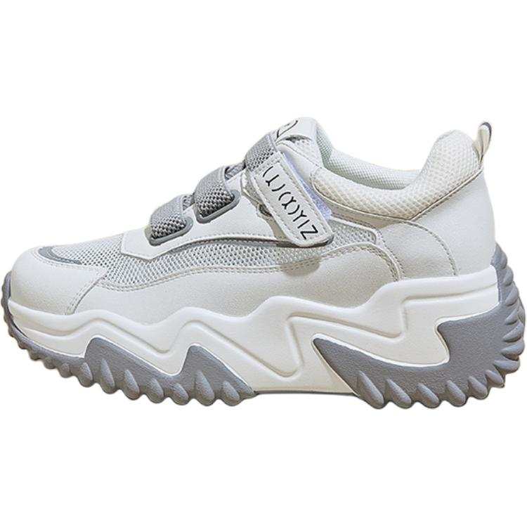 QINGZHUHU Cow Leather Abrasion Resistant Breathable Moisture Wicking Low top Chunky Sneakers Women's