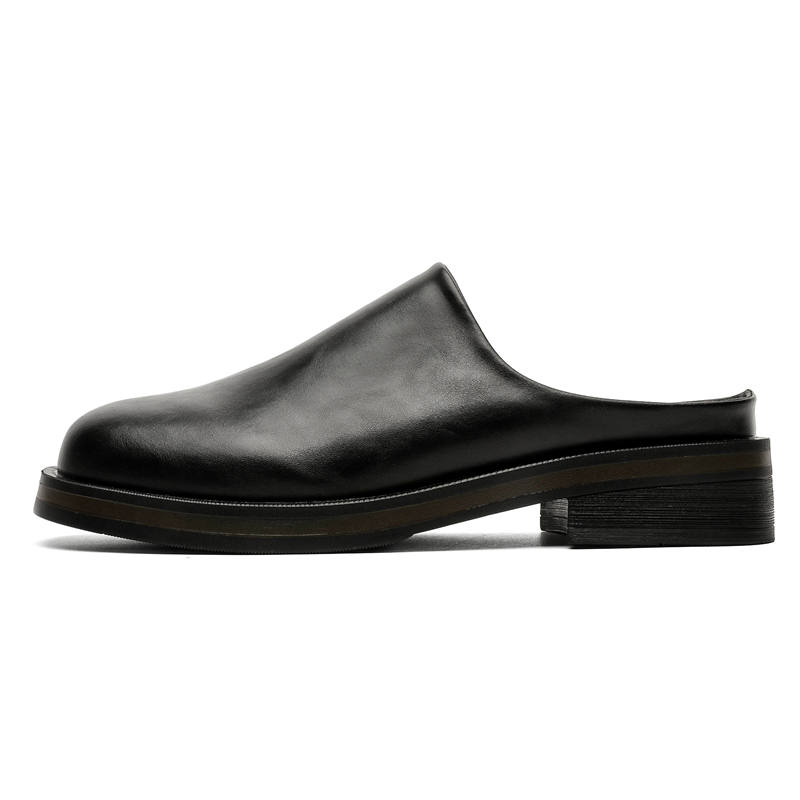 CHILANG Leather Patchwork Abrasion Resistant Abrasion Resistant Closed Toe Slippers Men's