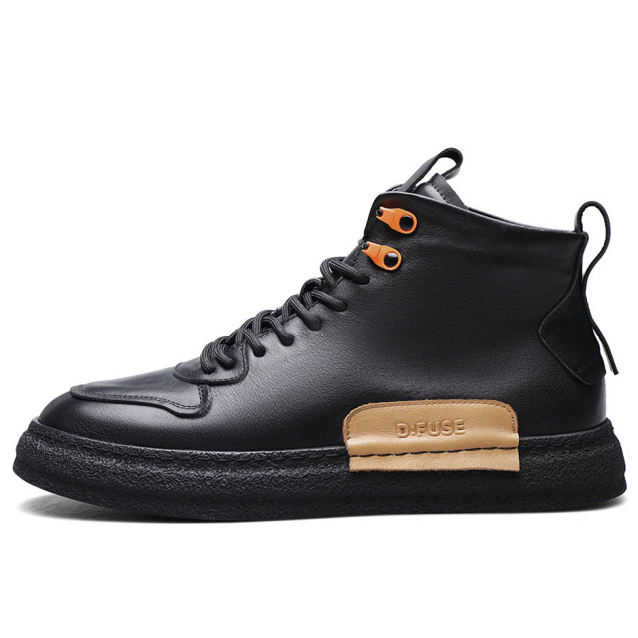 D:FUSE SCANDINAVIA D FUSE SCANDINAVIA Cow Leather High top Skateboard Shoes Men's Black
