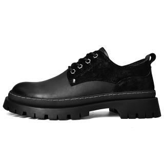 Laoks Casual Leather Shoes Men's Low Top Black/Brown