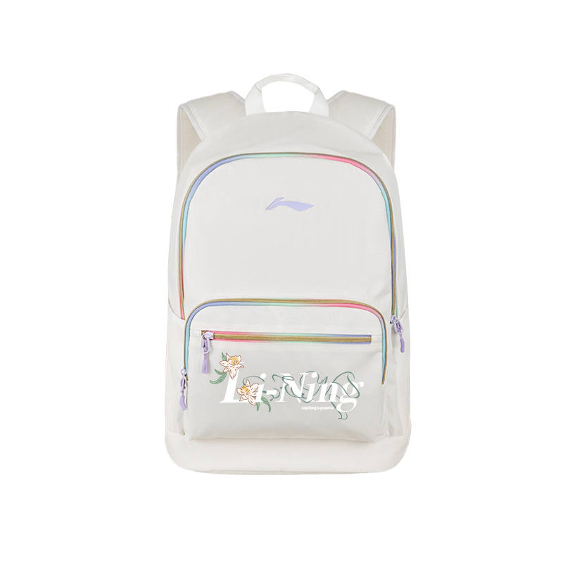 Li-Ning Li Ning Polyester Backpack Regular Unisex White & Purple & Floral