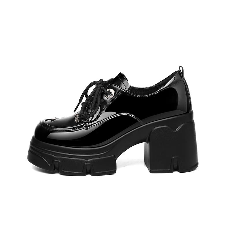 JINSITU Patent Leather Casual Shoes 8cm Women's Black