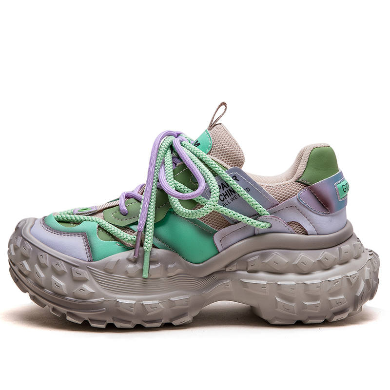 JIEZHOU Top Grain Cow Leather Low top Chunky Sneakers Women's