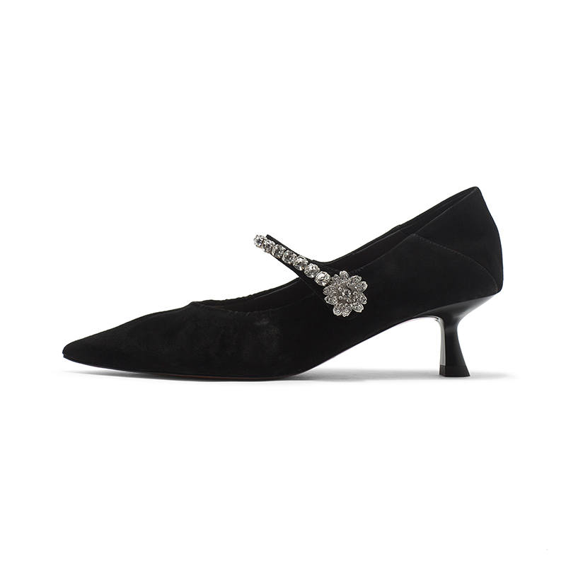 Coup De Foudre Slim Heel Mary Jane Shoes 5CM Women's Black