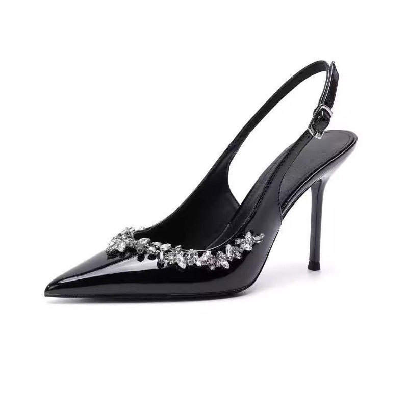 RoseDoris Patent Leather Slim Heel High Heels 8cm Women's Black