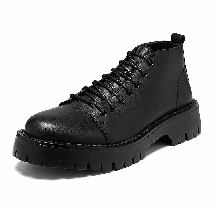 KAQIAODI Microfiber Leather Short Combat Boots Men's Black