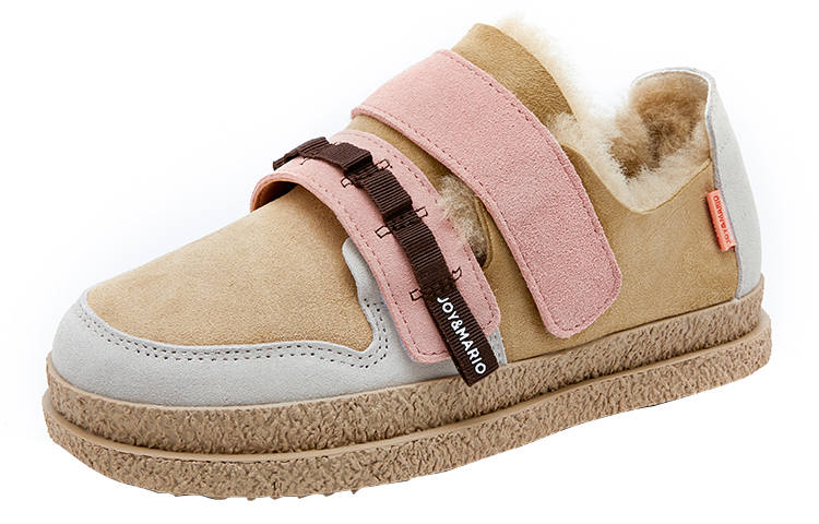 Joy&Mario Cow Suede Thermal Height Increasing Color Block Thermal Fleece Lined Platform Ankle Length Snow Boots Women's
