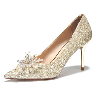 LANMOU Slim Heel High Heels Women's Champagne