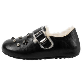 MIAOLV Microfiber Leather Fashion Trend Versatile Fleece Lined Casual Shoes Women's Black