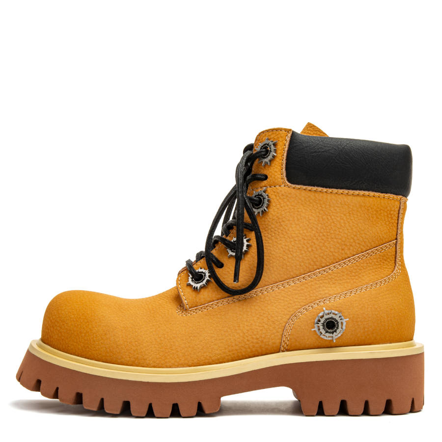 1997K 1997K Cow Split Leather Short Combat Boots Unisex Yellow