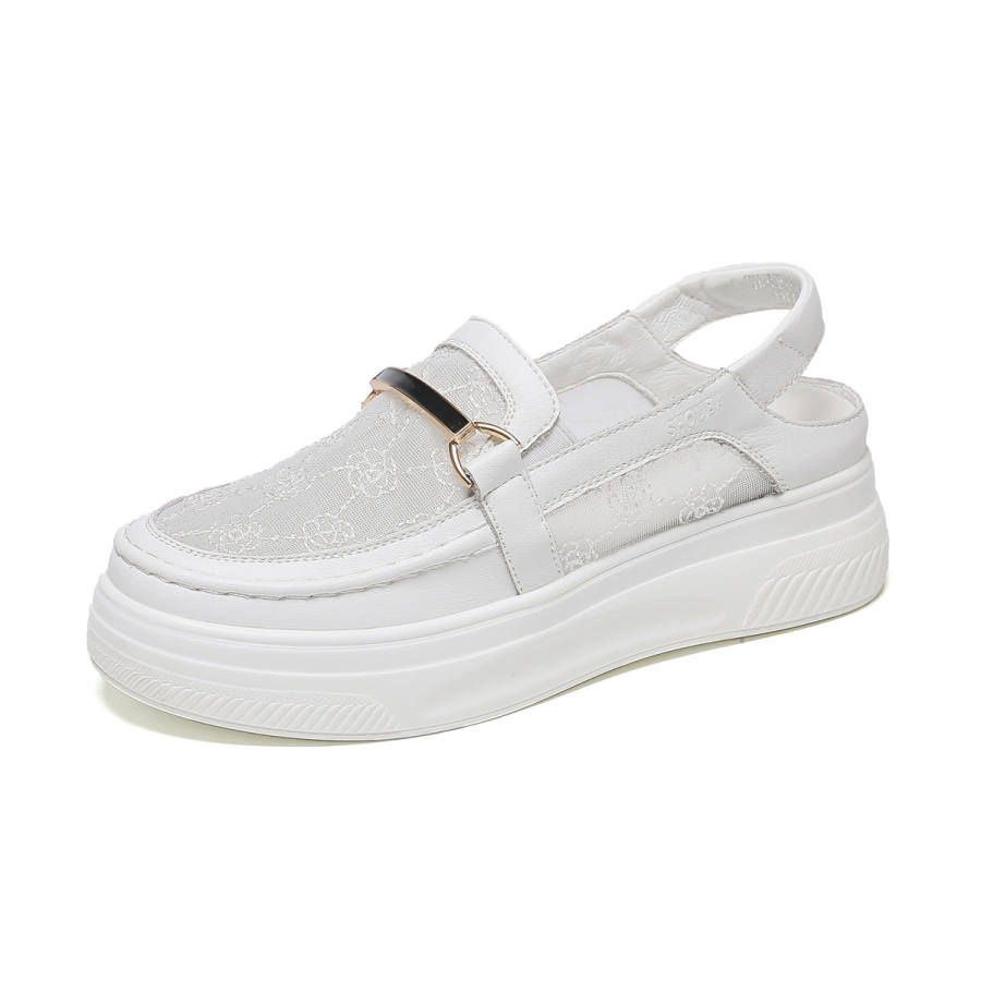 SHOUBA White Sneakers Cow Split Leather Casual Shoes Women's White