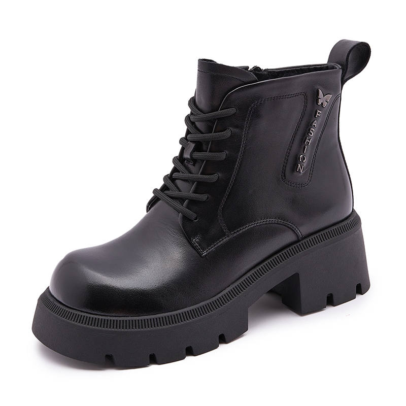 MILANLIANGE Crew Combat Boots 6cm Women's
