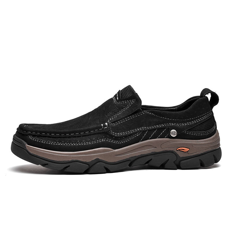 DUNNU Casual Leather Shoes Men's Low Top Black
