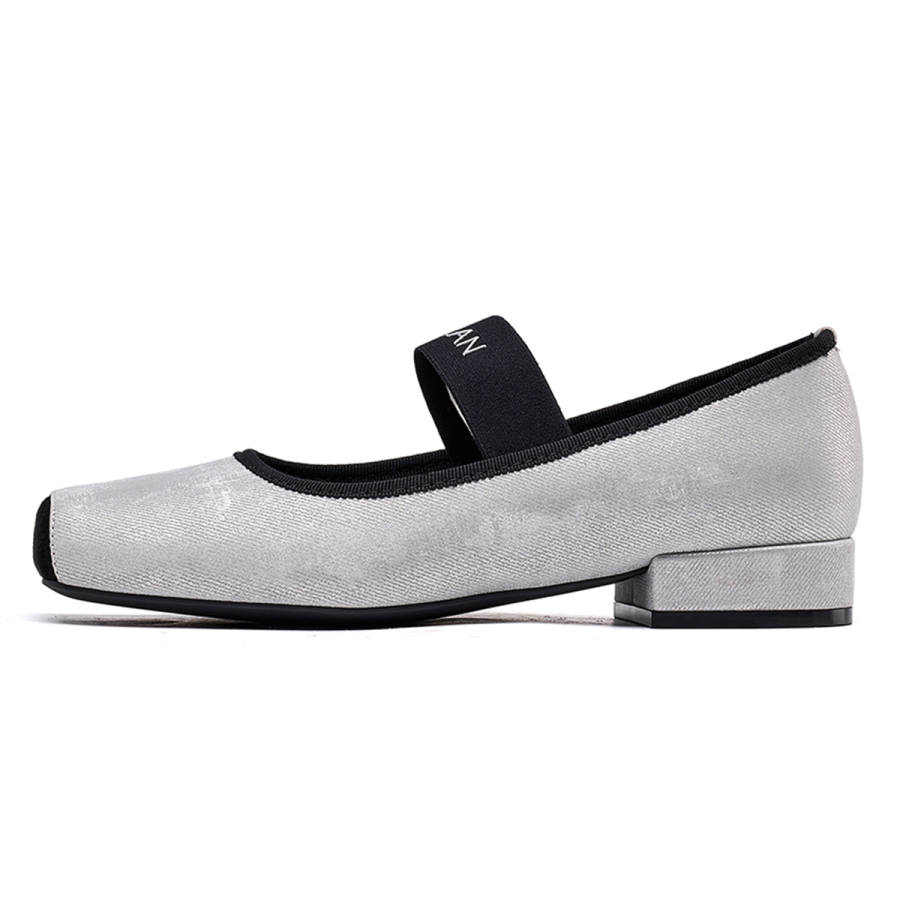 EBLAN Synthetic Leather Mary Jane Shoes Women's Silver