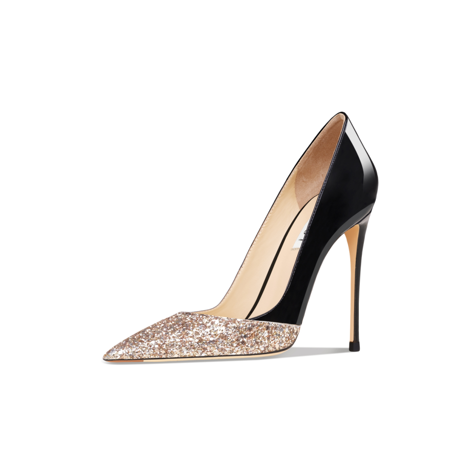 Suyymakk High Heels Women's Patchwork Sequins & Gold & Black