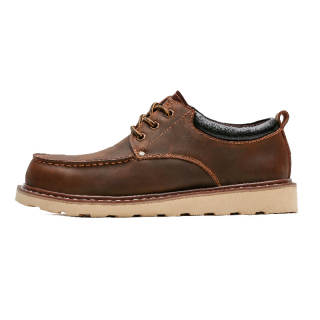 MADEN Workwear Collection Cow Split Leather Ankle Length Combat Boots Men's Tan Fall