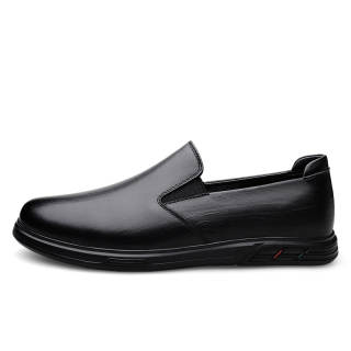 GEWEILUO Top Grain Cow Leather Casual Shoes Men's Black