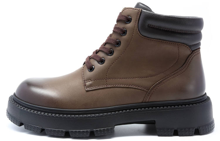 Satchi Satchi Cow Leather Short Combat Boots 4.5cm Men's Brown
