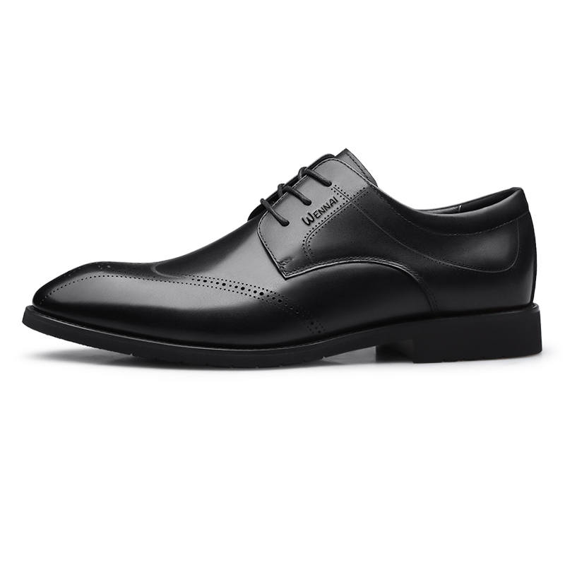 WENNAI Top Grain Cow Leather Dress Shoes Men's Black