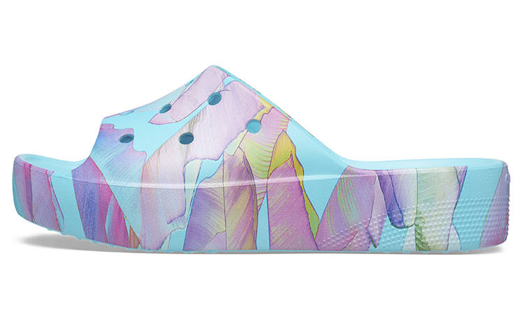 Crocs Crocs Classic Platform Palm Print Slide 'Blue Multi Color' Women's
