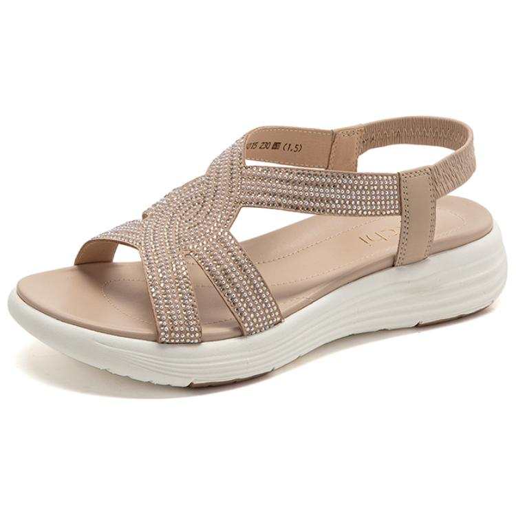 Satchi Cow Leather One Strap Sandals 3.5cm Women's Champagne