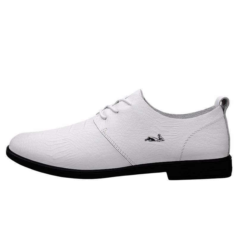 YINGLUNQISHI Top Grain Cow Leather Casual Shoes Men's White