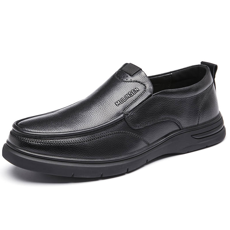 Mulinsen Top Grain Cow Leather Casual Shoes Men's Black