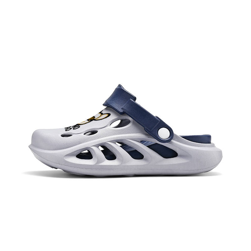 YINGLUNQISHI Top Grain Cow Leather Clogs Unisex Gray Blue