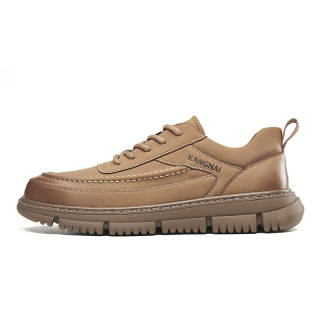 KANGNAI Cow Split Leather Abrasion Resistant Slip Resistant Low top Casual Shoes Men's