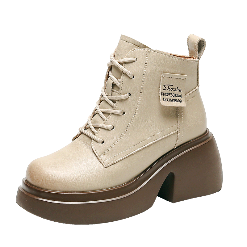 SOBB SOBB Cow Split Leather Crew Combat Boots 7.5cm Women's