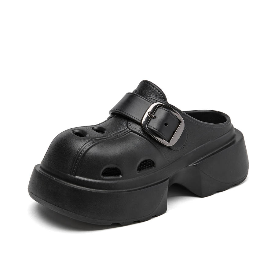 La Chapelle Ink Black Commute Sandal, Fashion Elegance Soft Sole Outerwear Breathable EVA Clogs Women's Black