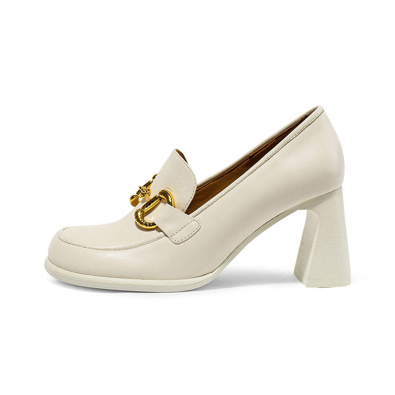 Coup De Foudre Sheepskin Chunky Heel High Heels 7.5cm Women's