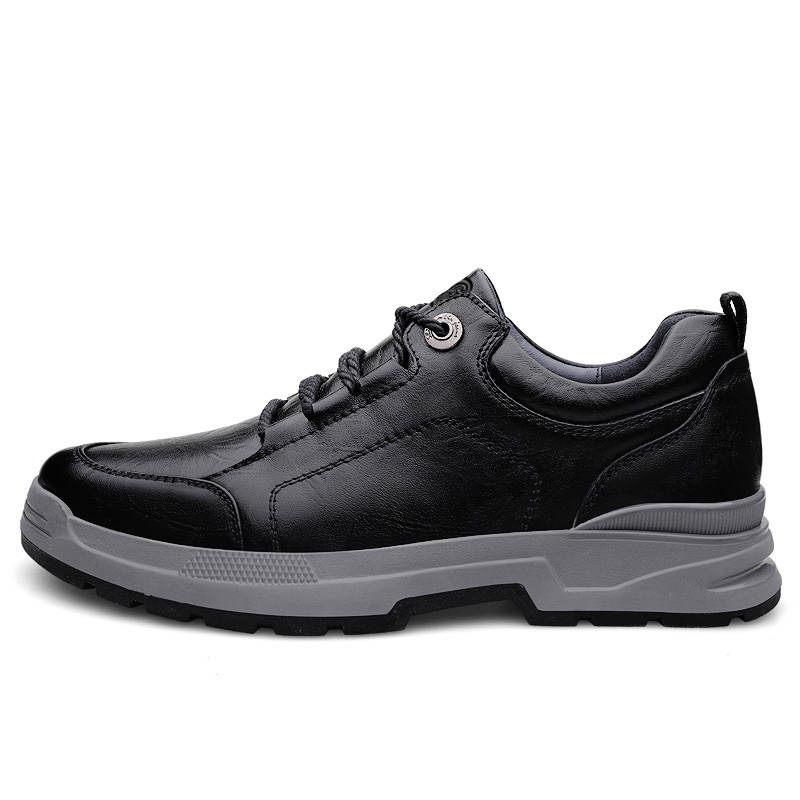 LAORENTOU Top Grain Cow Leather Casual Shoes Men's Black