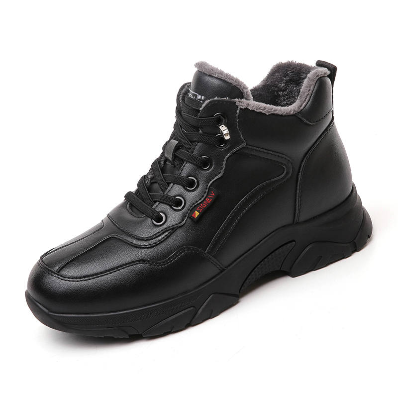 XINNUO Cow Split Leather Fleece Lined Thermal Comfortable Minimalist Fashion Lightweight Soft Sole Versatile Mid top