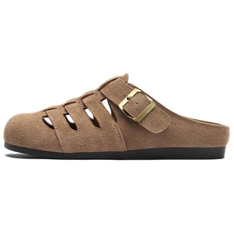 Hotwind Rubber Sole Abrasion Resistant Abrasion Resistant Closed Toe Slippers Women's Brown