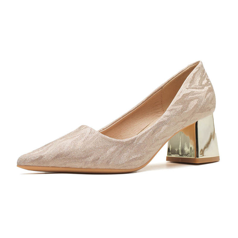 DUNNU Cow Leather Chunky Heel High Heels Women's