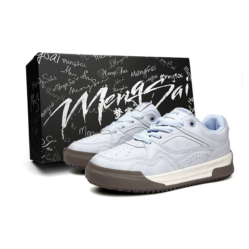 Mengsai Platform Height Increasing Vintage Niche Cute Fashion Puffy Shoes Low top Skateboard Shoes Women's Haze Blue