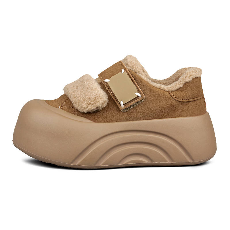 N6N8 Fashion Trend, Minimalist Classic Velcro Fleece Lined Thick Plush Thermal Lightweight Height Increasing Low top