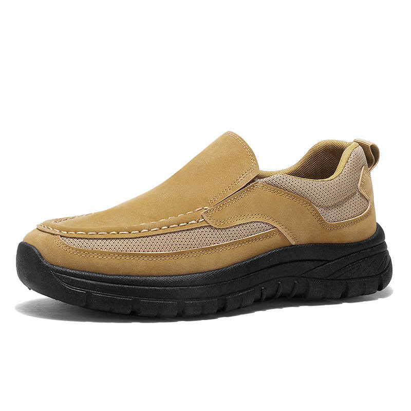 SHOUBA Men's Casual Shoes Men's Low Top Khaki/Black