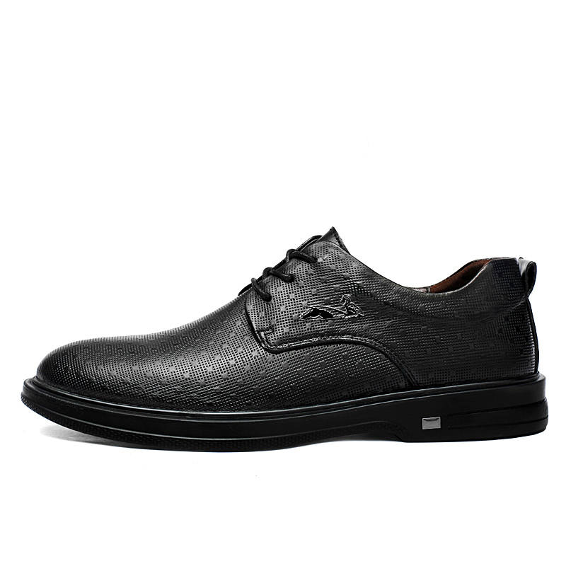 YINGLUNQISHI Top Grain Cow Leather Casual Shoes Men's Black