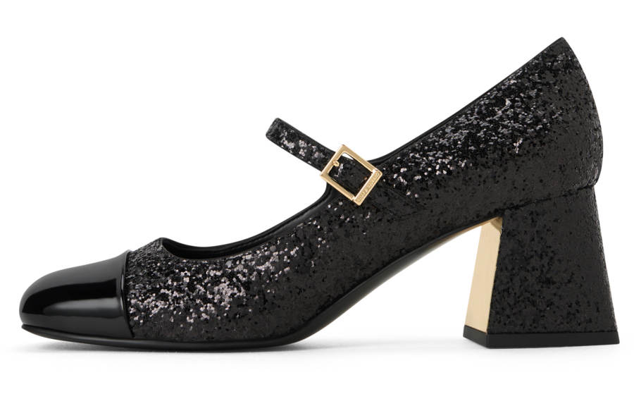 CHARLES&KEITH Fabric Chunky Heel Mary Jane Shoes 6.1cm Women's