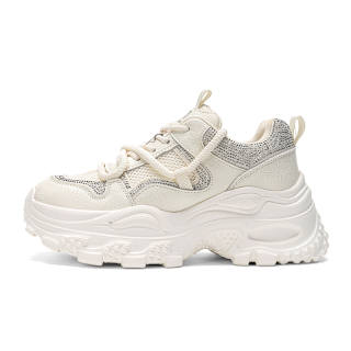EXULL Q Textile, Synthetic Leather Abrasion Resistant Breathable Lightweight Height Increasing Low top Chunky Sneakers