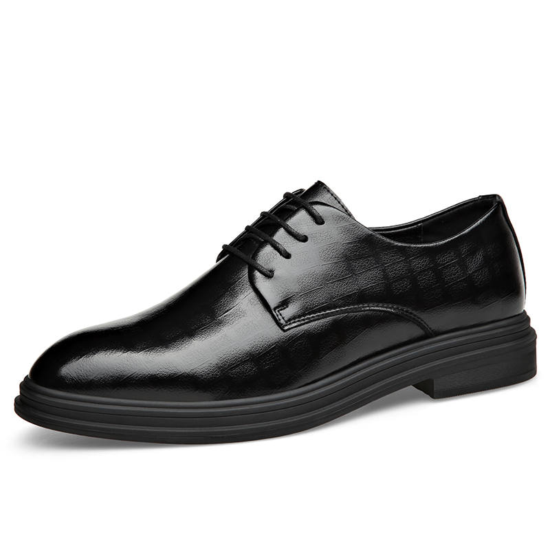 Playboy Cow Split Leather Dress Shoes Men's Black