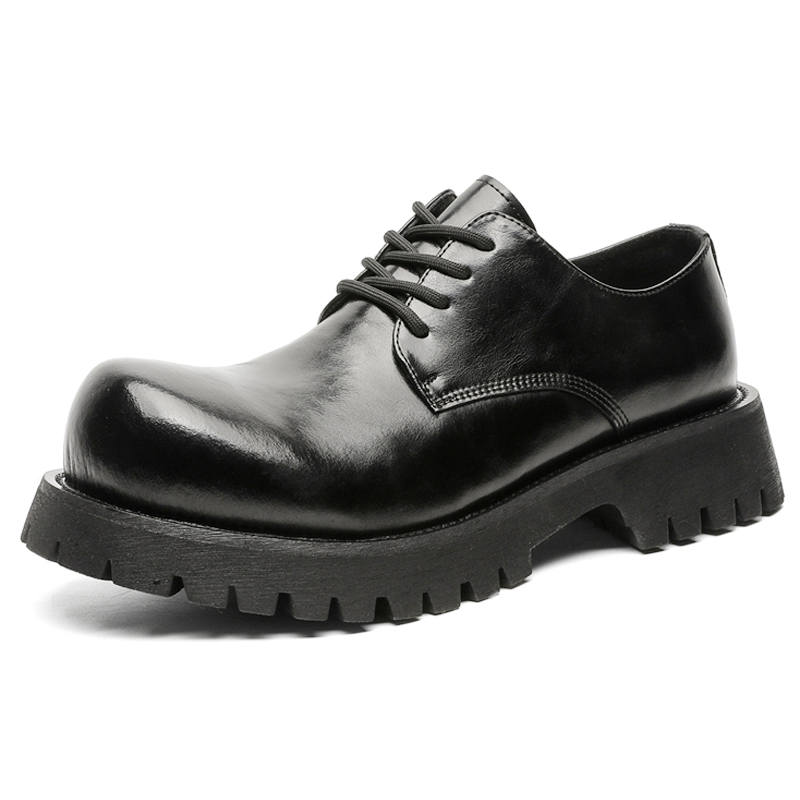 V05 Paris Derby Shoes, Unisex, British Style Comfortable Versatile, Black Platform Height Increasing Chunky Shoes