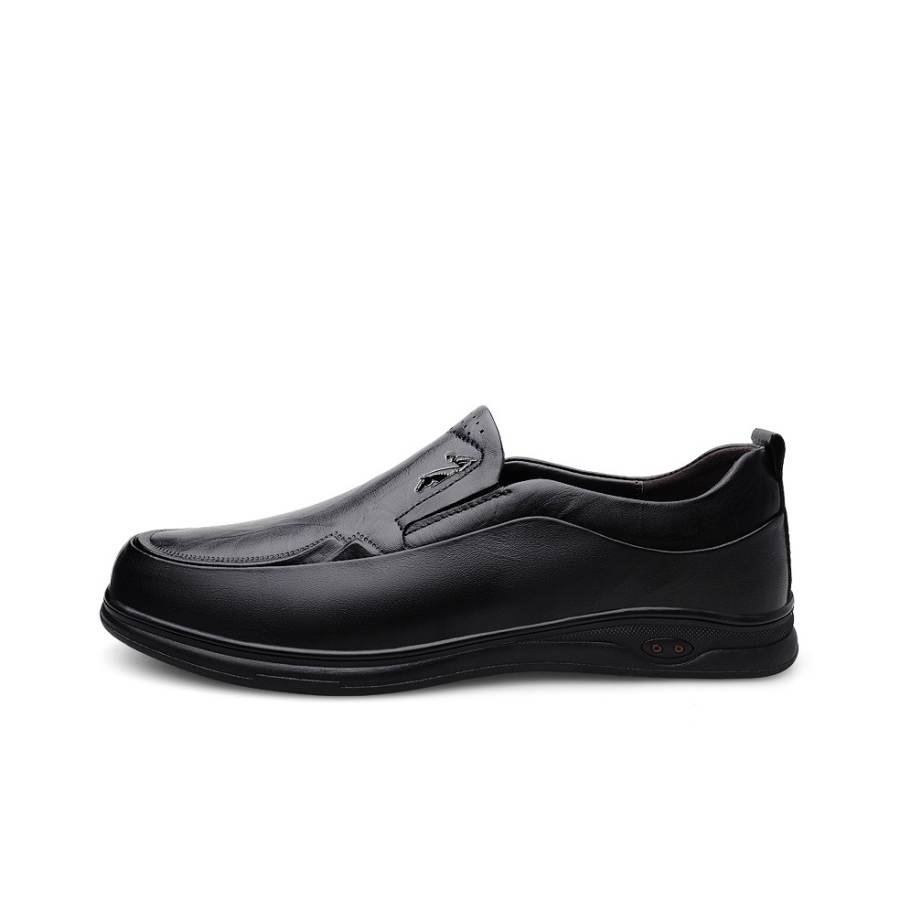 YINGLUNQISHI Top Grain Cow Leather Casual Shoes Men's Black